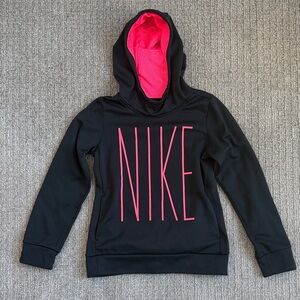 Nike Black Hoodie with Vibrant Pink Accents